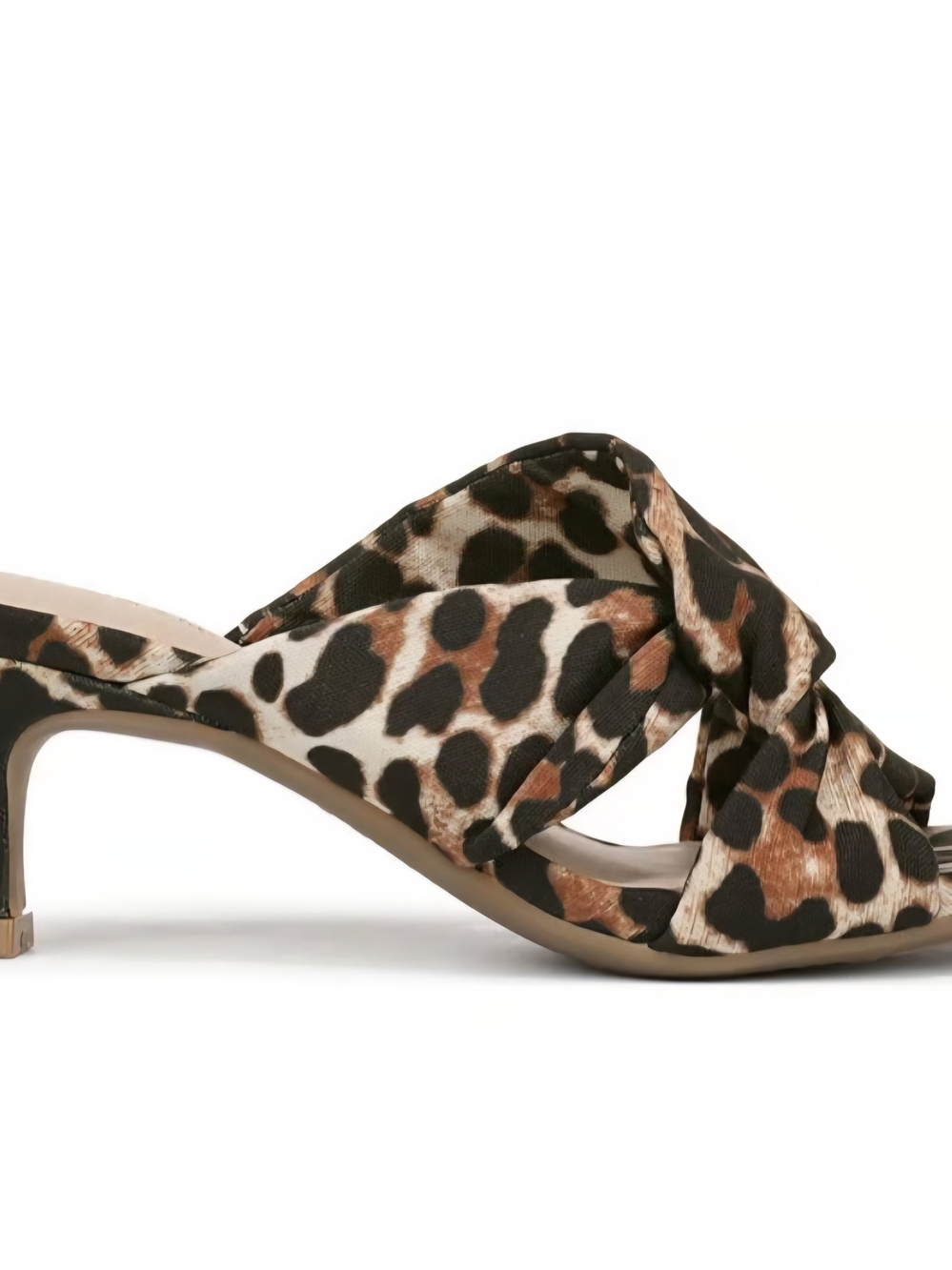 Life Stride Leopard-Print Knot Mule Sandals in Brown and Black